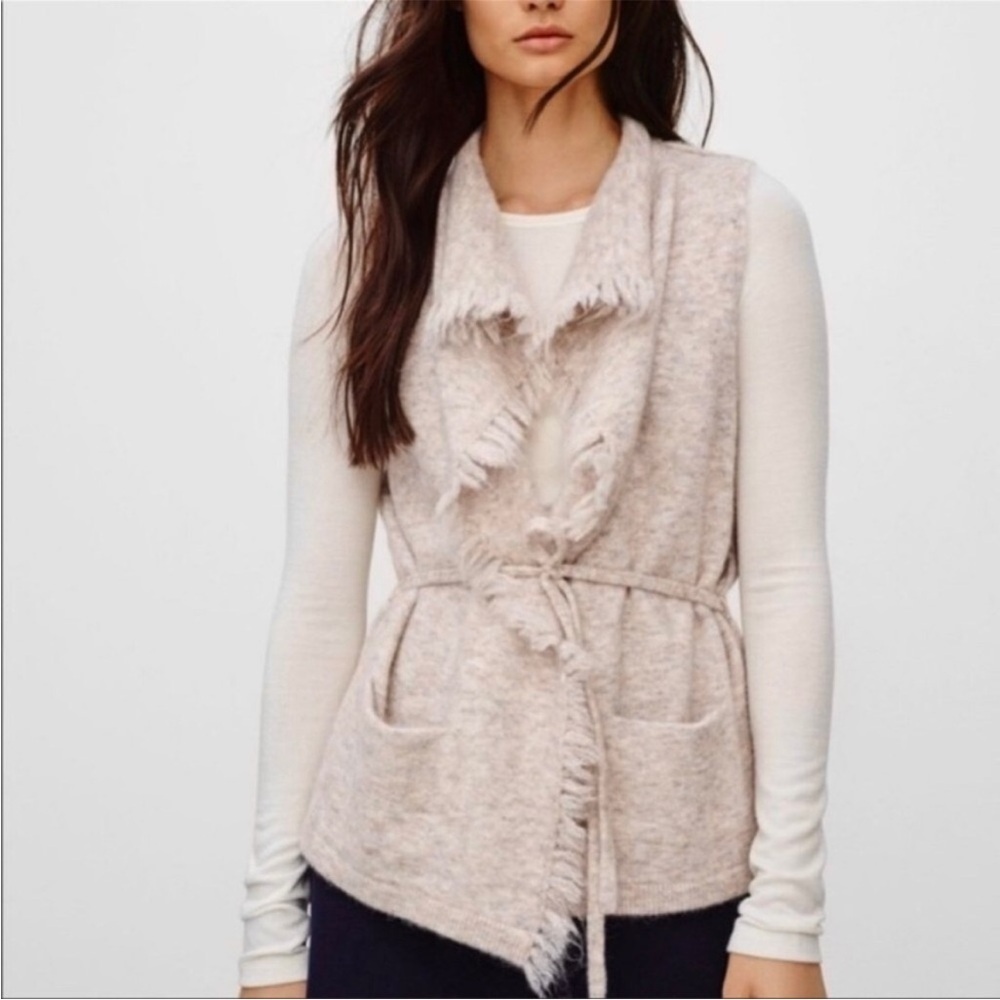 Aritzia Wilfred Free Fei Fei Vest Fringe Wool Alpaca Belted Cardigan Size XXS